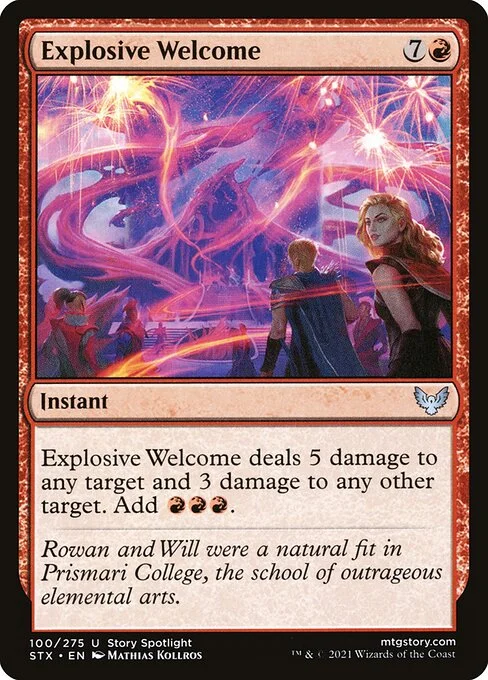 Explosive Welcome, carta Magic di tipo Instant illustrata da Mathias Kollros