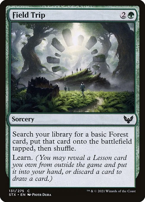 Field Trip, carta Magic di tipo Sorcery illustrata da Piotr Dura