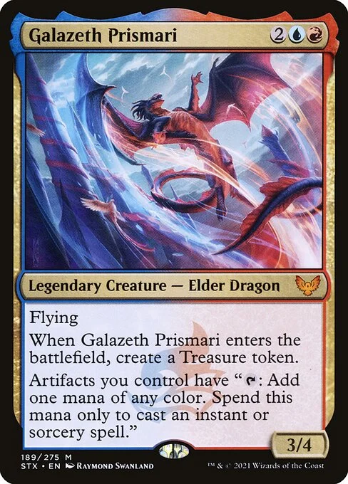Galazeth Prismari, carta Magic di tipo Legendary Creature — Elder Dragon illustrata da Raymond Swanland