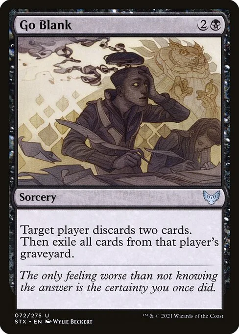 Go Blank, carta Magic di tipo Sorcery illustrata da Wylie Beckert