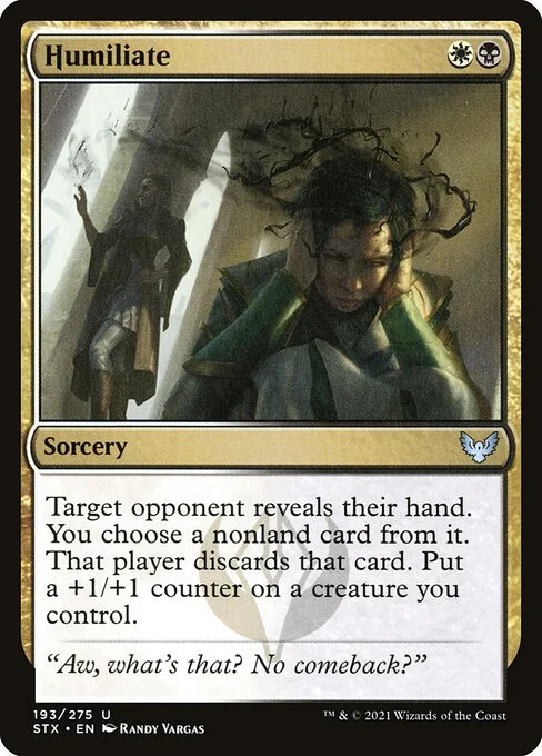 Humiliate, carta Magic di tipo Sorcery illustrata da Randy Vargas