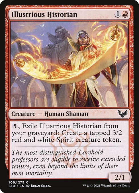 Illustrious Historian, carta Magic di tipo Creature — Human Shaman illustrata da Brian Valeza