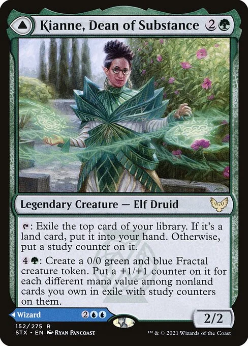 Kianne, Dean of Substance // Imbraham, Dean of Theory, carta Magic di tipo Legendary Creature — Elf Druid // Legendary Creature — Bird Wizard illustrata da Ryan Pancoast