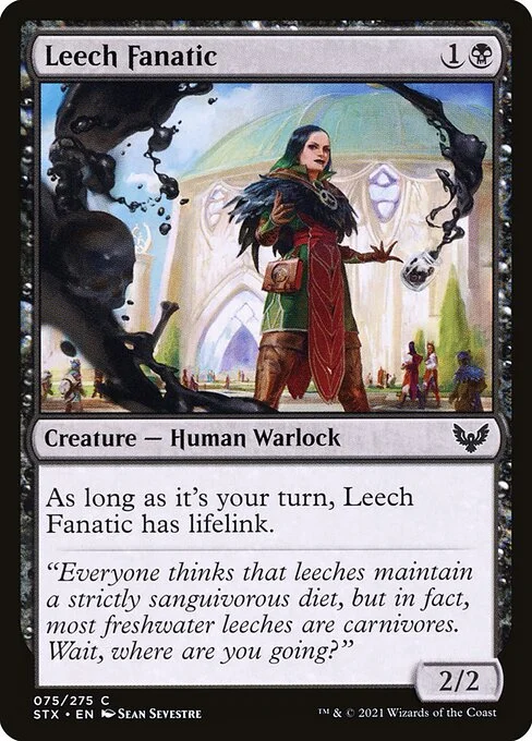 Leech Fanatic, carta Magic di tipo Creature — Human Warlock illustrata da Sean Sevestre