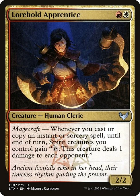 Lorehold Apprentice, carta Magic di tipo Creature — Human Cleric illustrata da Manuel Castañón