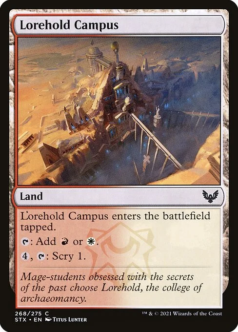 Lorehold Campus, carta Magic di tipo Land illustrata da Titus Lunter