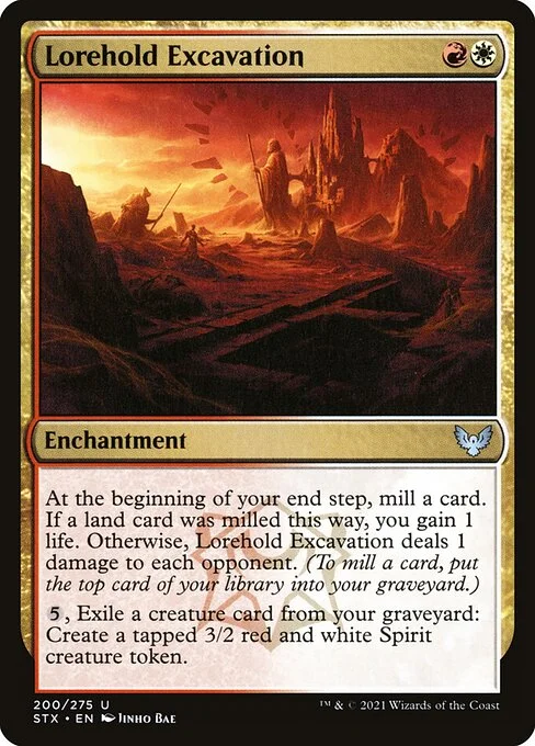Lorehold Excavation, carta Magic di tipo Enchantment illustrata da Jinho Bae