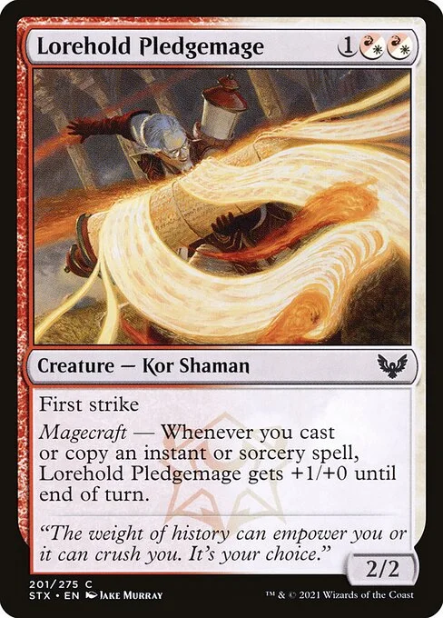 Lorehold Pledgemage, carta Magic di tipo Creature — Kor Shaman illustrata da Jake Murray
