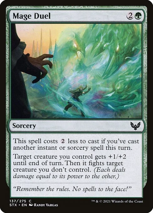 Mage Duel, carta Magic di tipo Sorcery illustrata da Randy Vargas