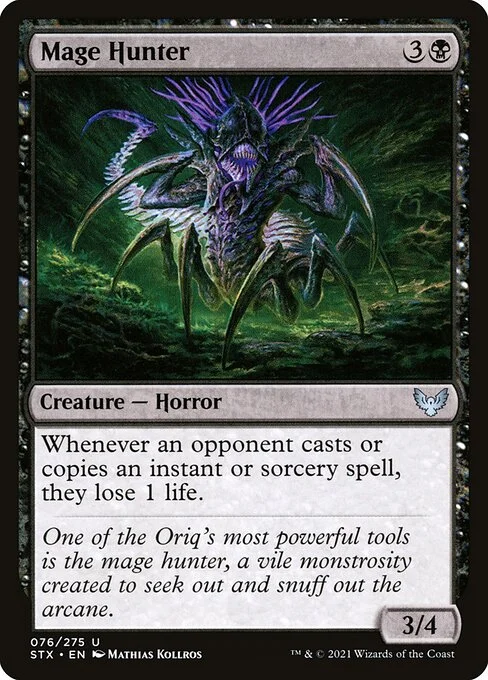 Mage Hunter, carta Magic di tipo Creature — Horror illustrata da Mathias Kollros