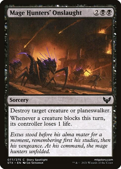 Mage Hunters' Onslaught, carta Magic di tipo Sorcery illustrata da Lie Setiawan
