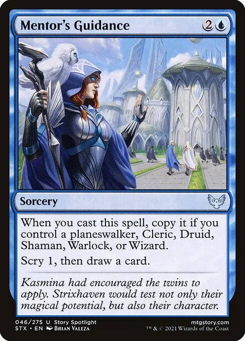 Mentor's Guidance, carta Magic di tipo Sorcery illustrata da Brian Valeza