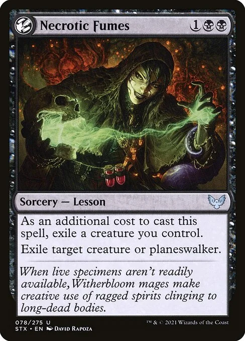Necrotic Fumes, carta Magic di tipo Sorcery — Lesson illustrata da David Rapoza