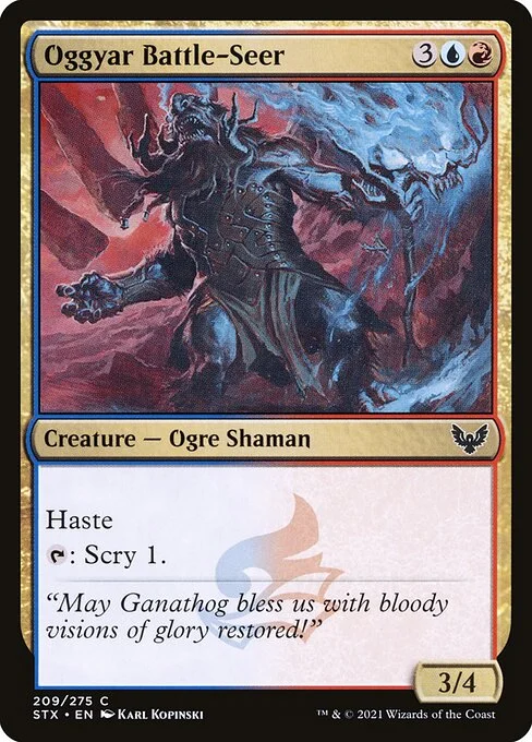 Oggyar Battle-Seer, carta Magic di tipo Creature — Ogre Shaman illustrata da Karl Kopinski