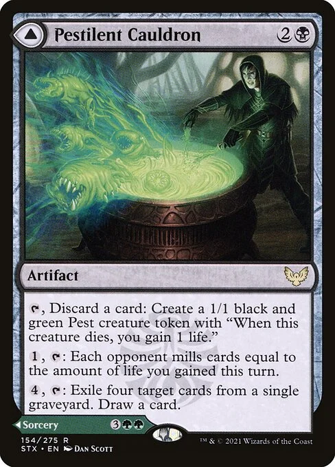 Pestilent Cauldron // Restorative Burst, carta Magic di tipo Artifact // Sorcery illustrata da Dan Murayama Scott