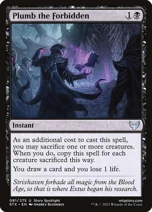 Plumb the Forbidden, carta Magic di tipo Instant illustrata da Andrey Kuzinskiy
