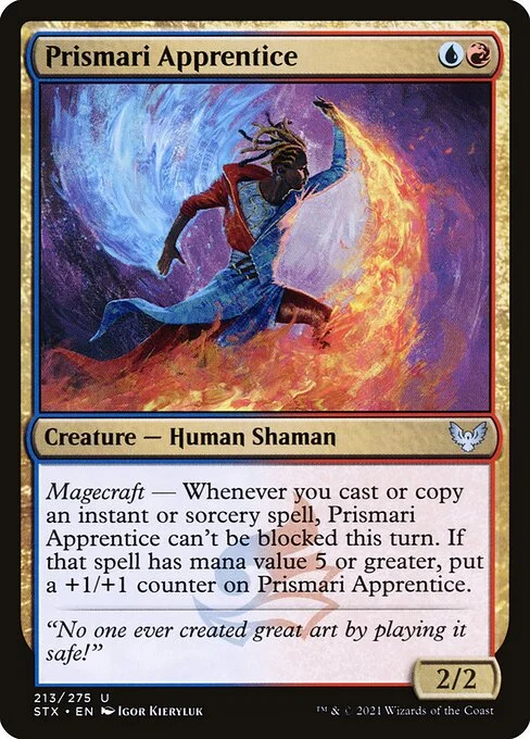 Prismari Apprentice, carta Magic di tipo Creature — Human Shaman illustrata da Igor Kieryluk