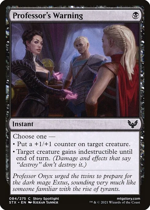 Professor's Warning, carta Magic di tipo Instant illustrata da Kieran Yanner