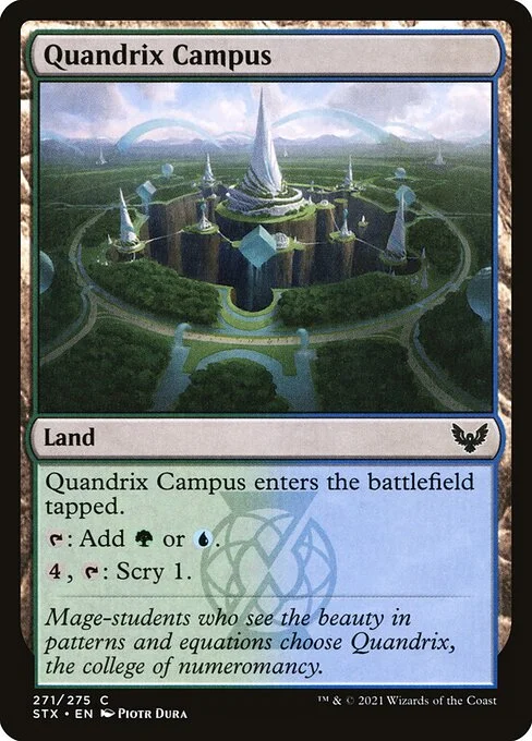 Quandrix Campus, carta Magic di tipo Land illustrata da Piotr Dura