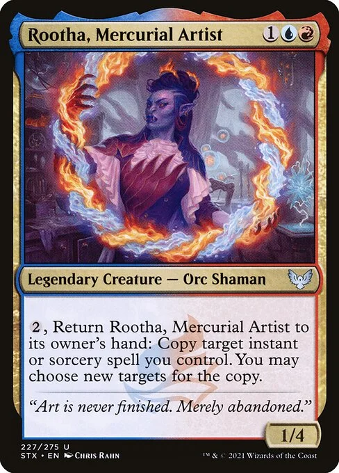 Rootha, Mercurial Artist, carta Magic di tipo Legendary Creature — Orc Shaman illustrata da Chris Rahn