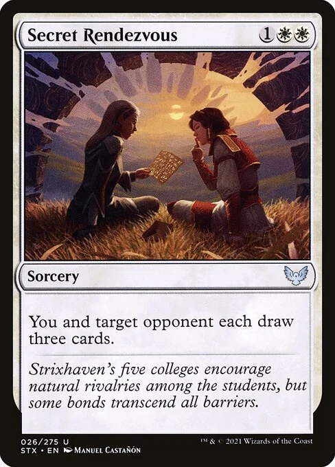 Secret Rendezvous, carta Magic di tipo Sorcery illustrata da Manuel Castañón