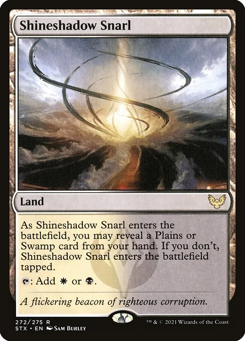 Shineshadow Snarl, carta Magic di tipo Land illustrata da Sam Burley
