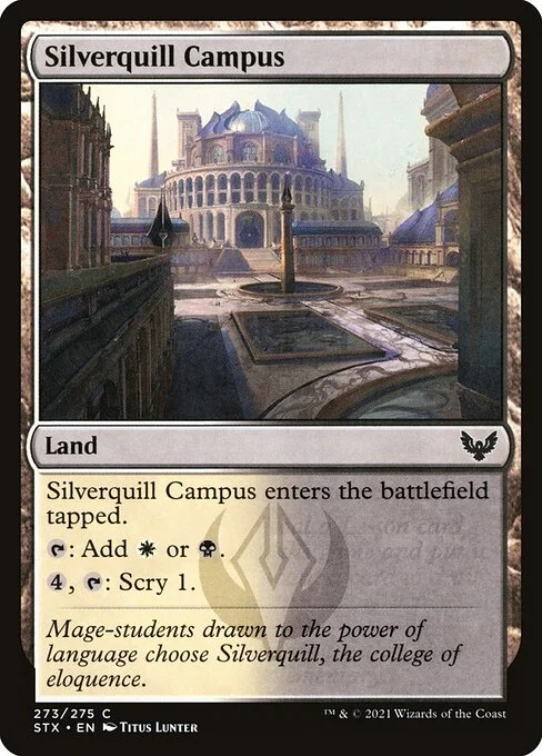 Silverquill Campus, carta Magic di tipo Land illustrata da Titus Lunter