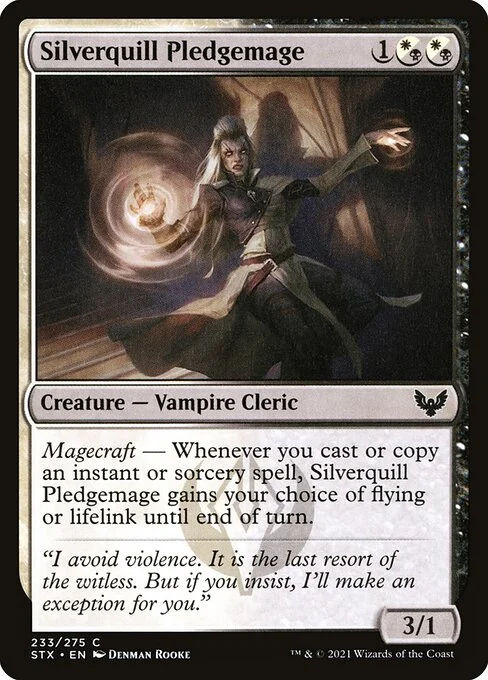 Silverquill Pledgemage, carta Magic di tipo Creature — Vampire Cleric illustrata da Denman Rooke
