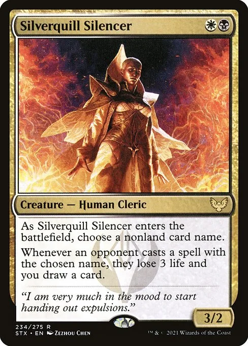 Silverquill Silencer, carta Magic di tipo Creature — Human Cleric illustrata da Zezhou Chen