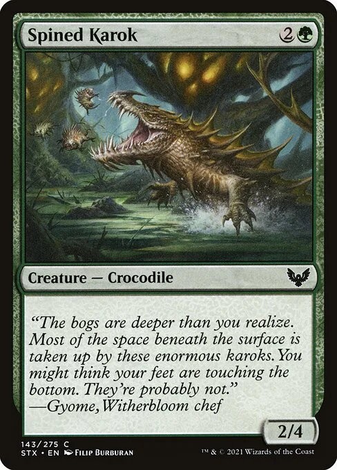 Spined Karok, carta Magic di tipo Creature — Crocodile illustrata da Filip Burburan