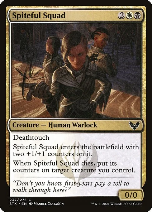 Spiteful Squad, carta Magic di tipo Creature — Human Warlock illustrata da Manuel Castañón