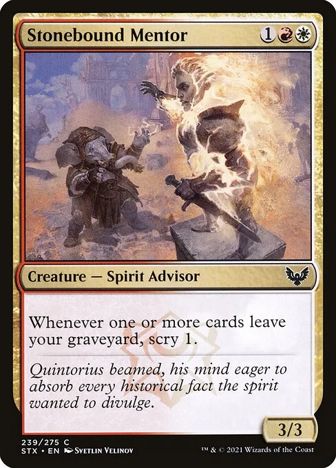 Stonebound Mentor, carta Magic di tipo Creature — Spirit Advisor illustrata da Svetlin Velinov