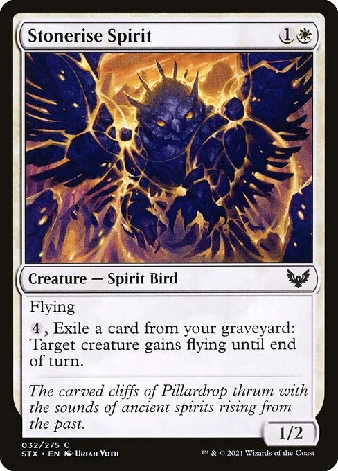 Stonerise Spirit, carta Magic di tipo Creature — Spirit Bird illustrata da Uriah Voth