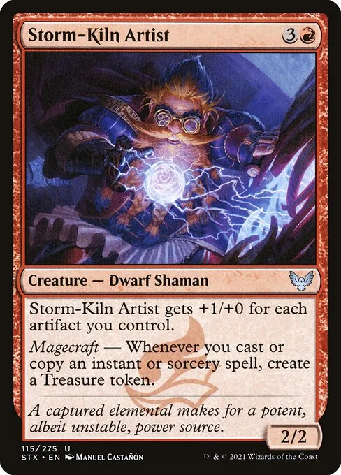 Storm-Kiln Artist, carta Magic di tipo Creature — Dwarf Shaman illustrata da Manuel Castañón