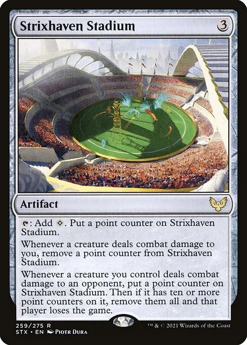 Strixhaven Stadium, carta Magic di tipo Artifact illustrata da Piotr Dura