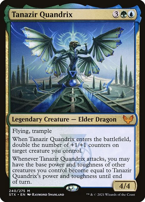 Tanazir Quandrix, carta Magic di tipo Legendary Creature — Elder Dragon illustrata da Raymond Swanland