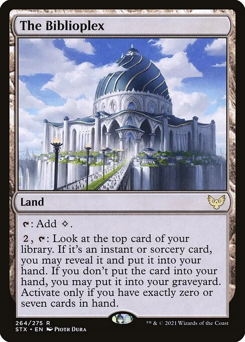 The Biblioplex, carta Magic di tipo Land illustrata da Piotr Dura