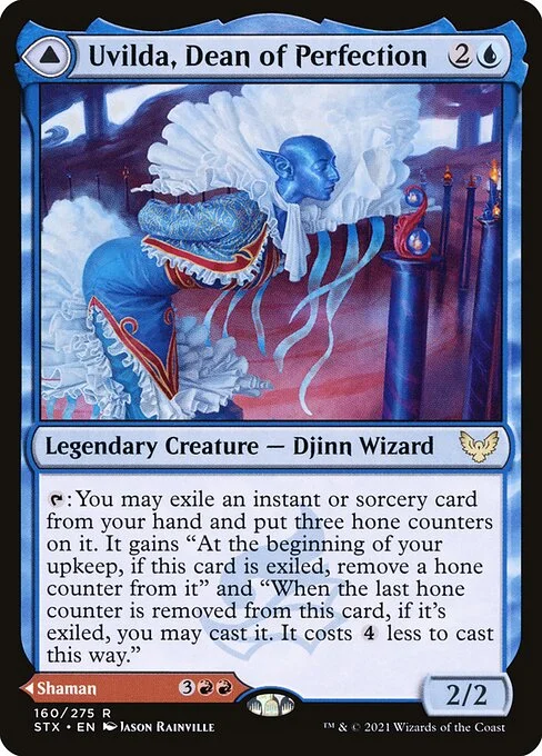 Uvilda, Dean of Perfection // Nassari, Dean of Expression, carta Magic di tipo Legendary Creature — Djinn Wizard // Legendary Creature — Efreet Shaman illustrata da Jason Rainville
