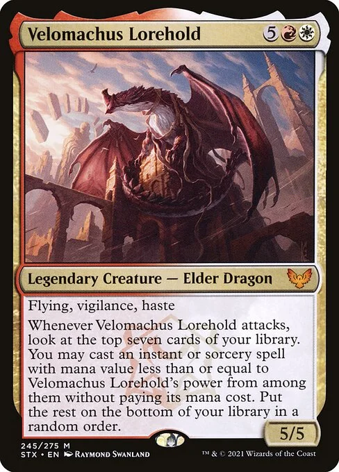 Velomachus Lorehold, carta Magic di tipo Legendary Creature — Elder Dragon illustrata da Raymond Swanland