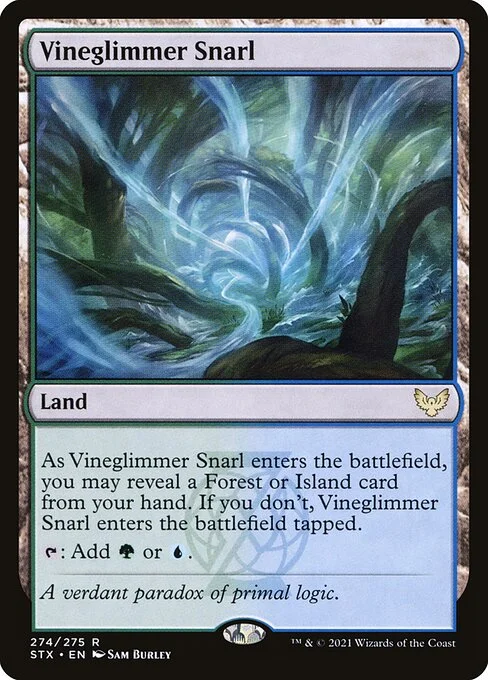 Vineglimmer Snarl, carta Magic di tipo Land illustrata da Sam Burley