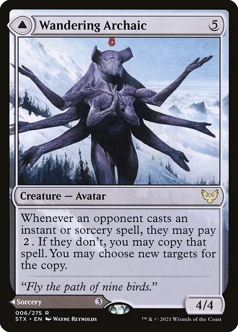 Wandering Archaic // Explore the Vastlands, carta Magic di tipo Creature — Avatar // Sorcery illustrata da Wayne Reynolds