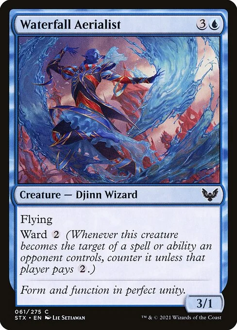 Waterfall Aerialist, carta Magic di tipo Creature — Djinn Wizard illustrata da Lie Setiawan