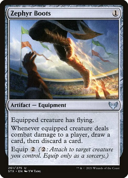 Zephyr Boots, carta Magic di tipo Artifact — Equipment illustrata da YW Tang