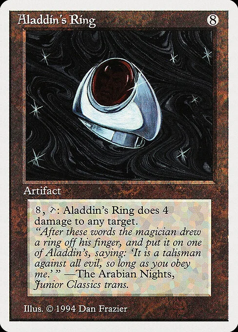 Aladdin's Ring, carta Magic di tipo Artifact illustrata da Dan Frazier