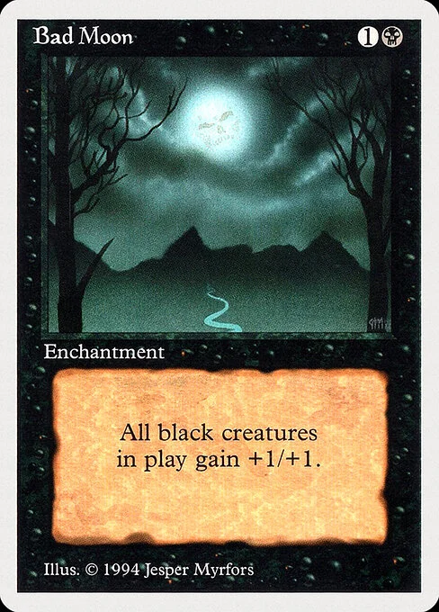 Bad Moon, carta Magic di tipo Enchantment illustrata da Jesper Myrfors
