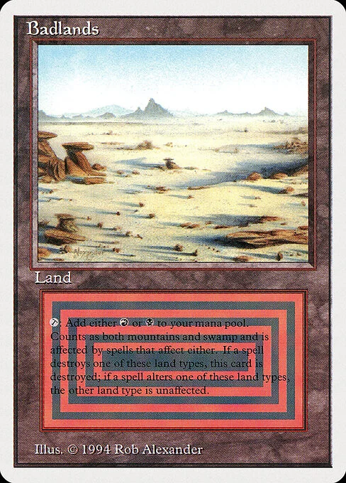Badlands, carta Magic di tipo Land — Swamp Mountain illustrata da Rob Alexander