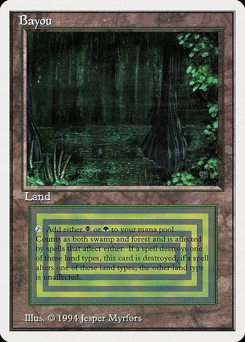 Bayou, carta Magic di tipo Land — Swamp Forest illustrata da Jesper Myrfors