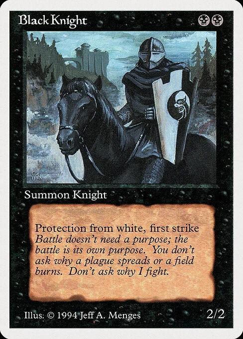 Black Knight, carta Magic di tipo Creature — Human Knight illustrata da Jeff A. Menges
