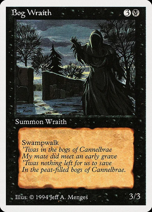 Bog Wraith, carta Magic di tipo Creature — Wraith illustrata da Jeff A. Menges