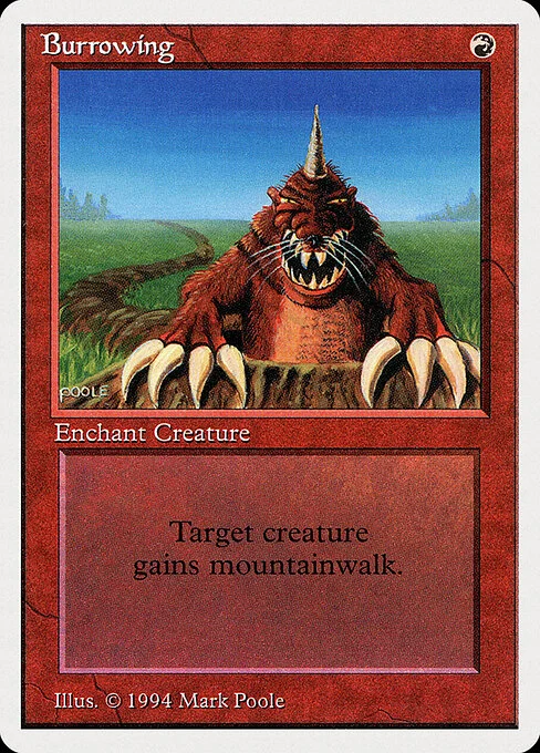 Burrowing, carta Magic di tipo Enchantment — Aura illustrata da Mark Poole